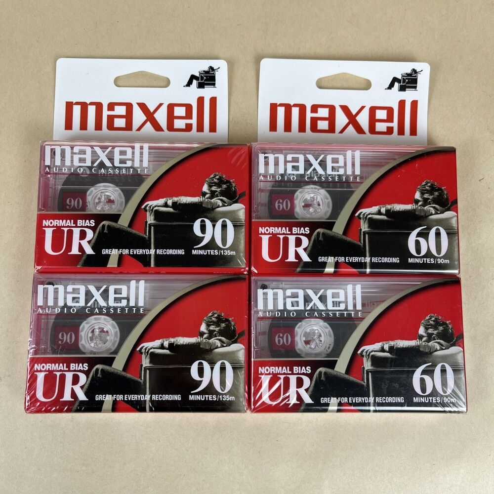Maxell Audio Cassette Tapes‎ Normal Bias lot UR 90 & 60 minutes New Sealed